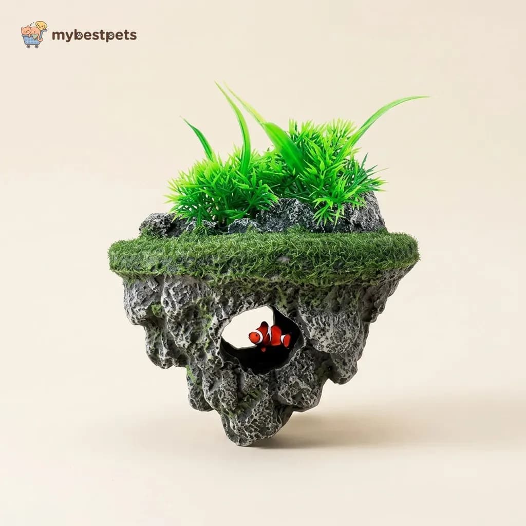 Floating Rock Aquarium Ornament, Resin Floating Island