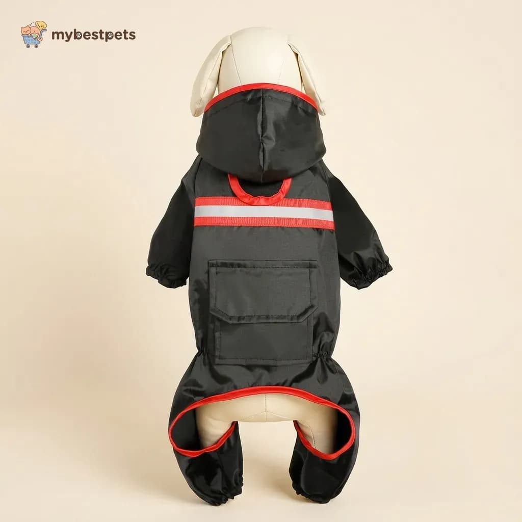 Hooded Four-Leg Dog Raincoat with Reflective Strip