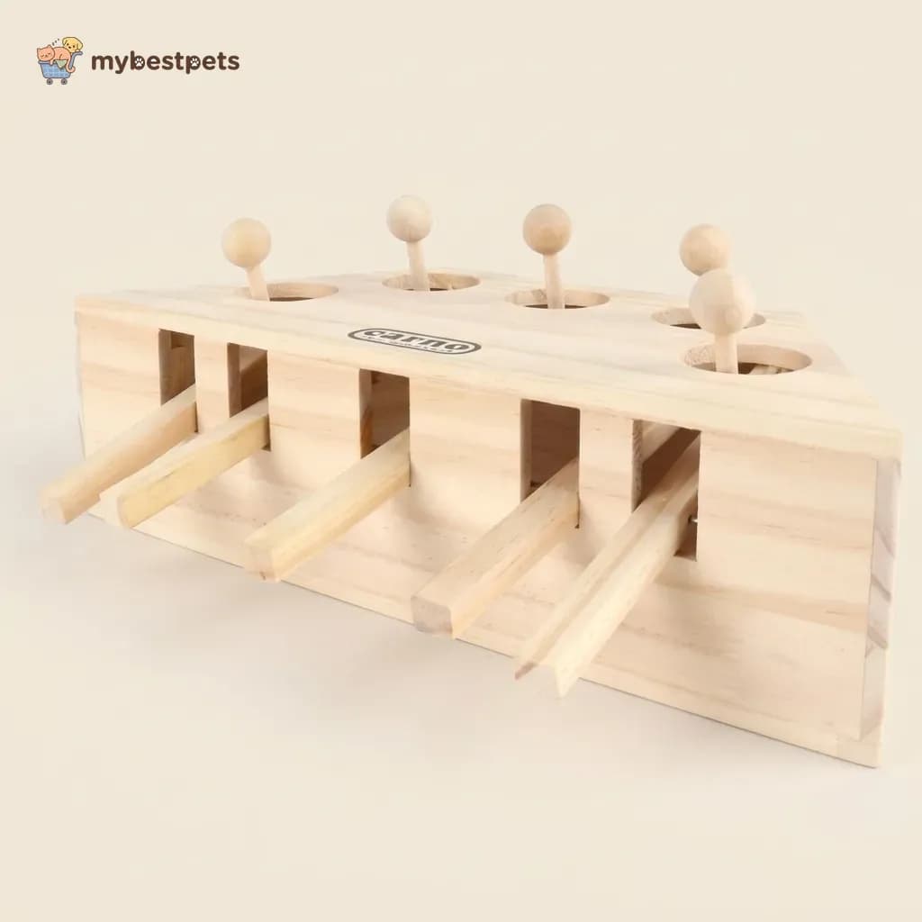 Wooden Whack-a-Mole Cat Toy with Pop-Up Pegs