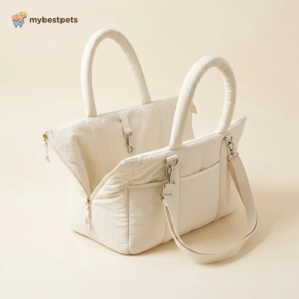 Dog Car Seat Carrier, Quilted with Clip Leash and Shoulder Strap