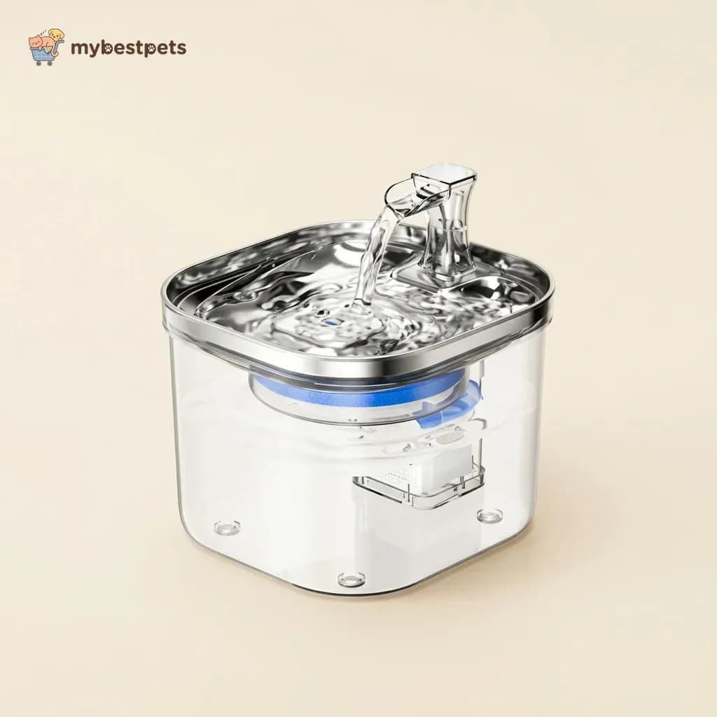 Cat Water Fountain with Stainless Steel Top, 2 L
