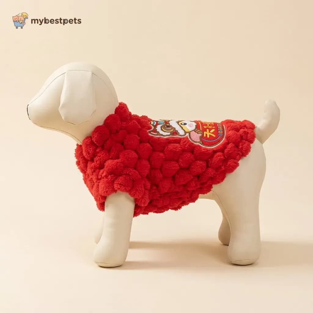 Red Fleece Lunar New Year Vest for Small Dogs and Cats