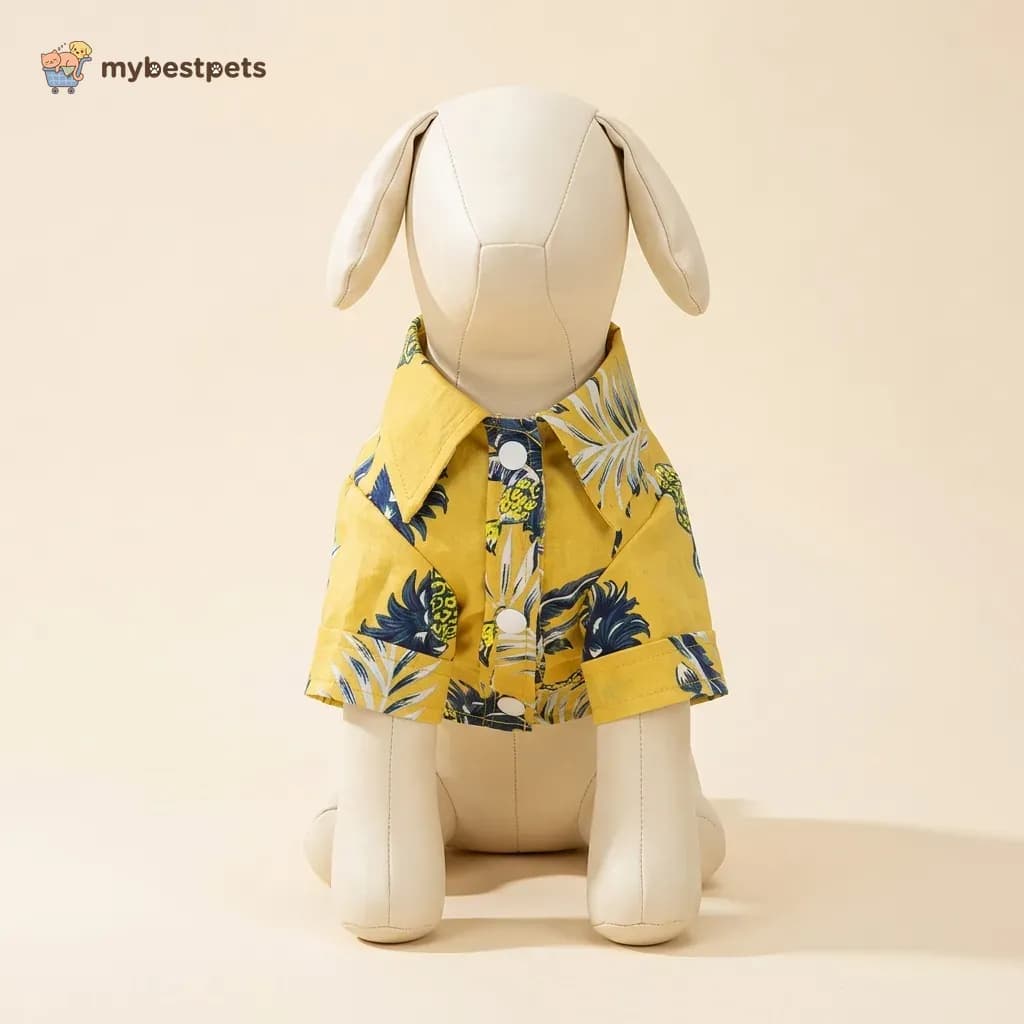 Dog Hawaiian Shirt, Cotton Tropical Print for Small Dogs