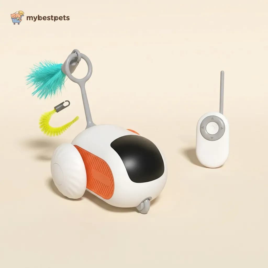 Remote Control Cat Toy Car with Feather, USB Rechargeable