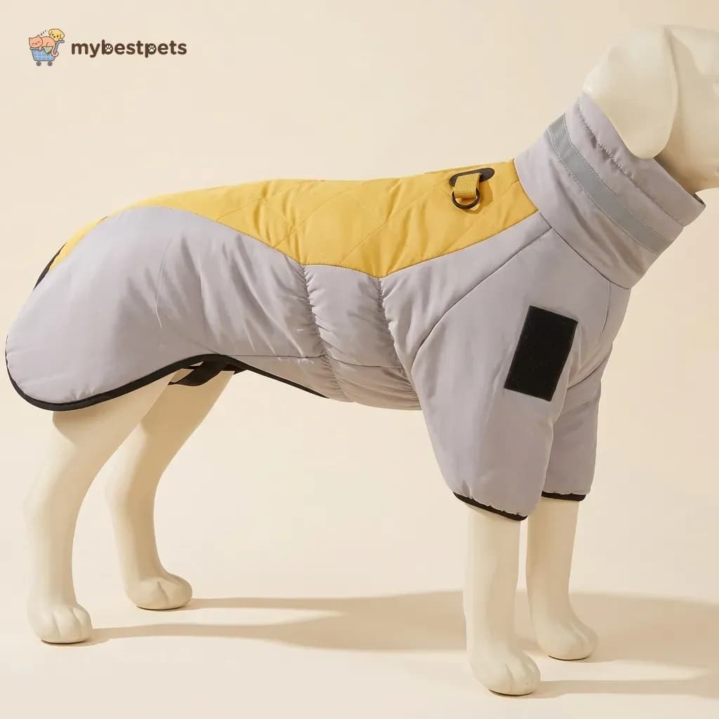 Padded Dog Coat with Sleeves, High Collar and Reflective Trim