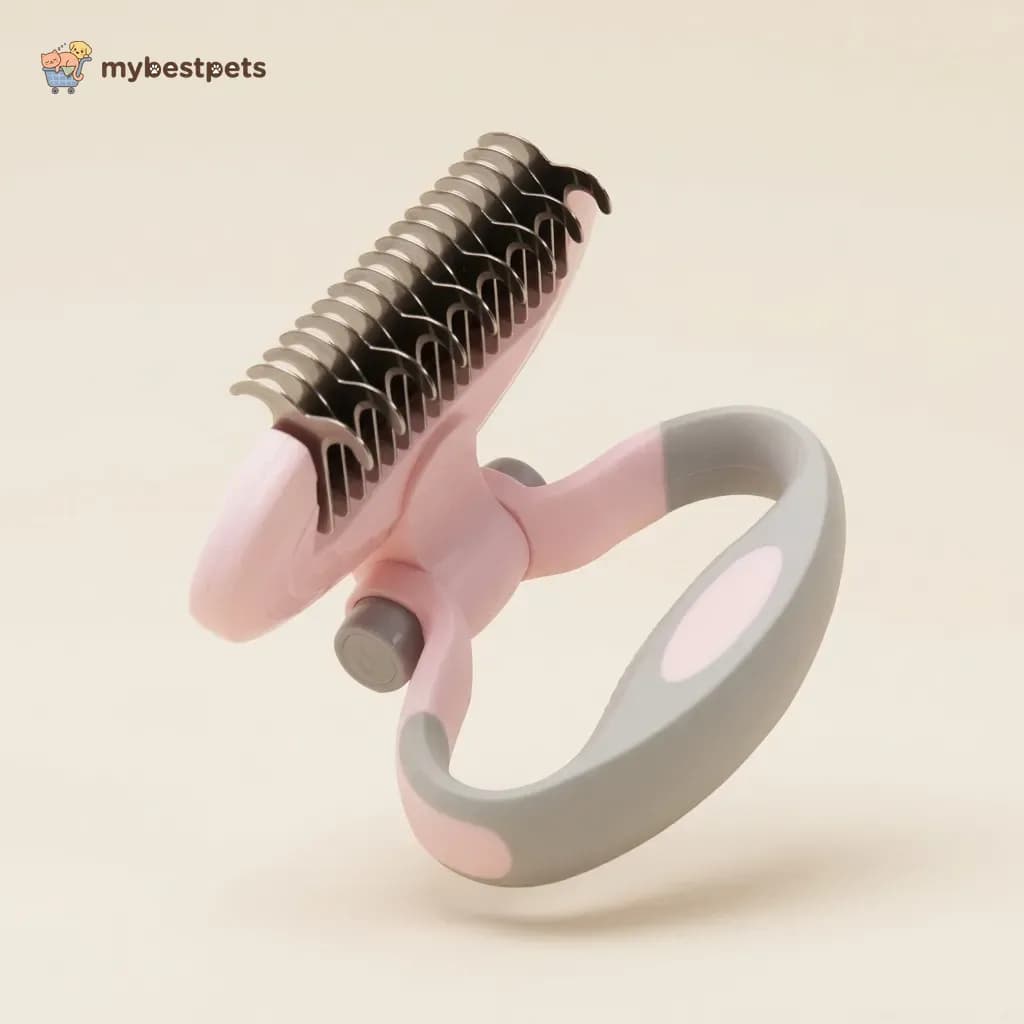 Double-Sided Dematting Comb with Rotating Head for Dogs and Cats
