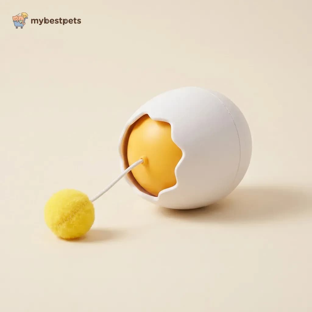Electric Egg Cat Teaser Toy with Pom-Pom Ball