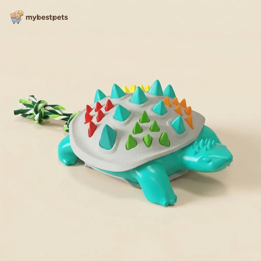 Spiky Turtle Chew Toy for Dogs with Tug Rope