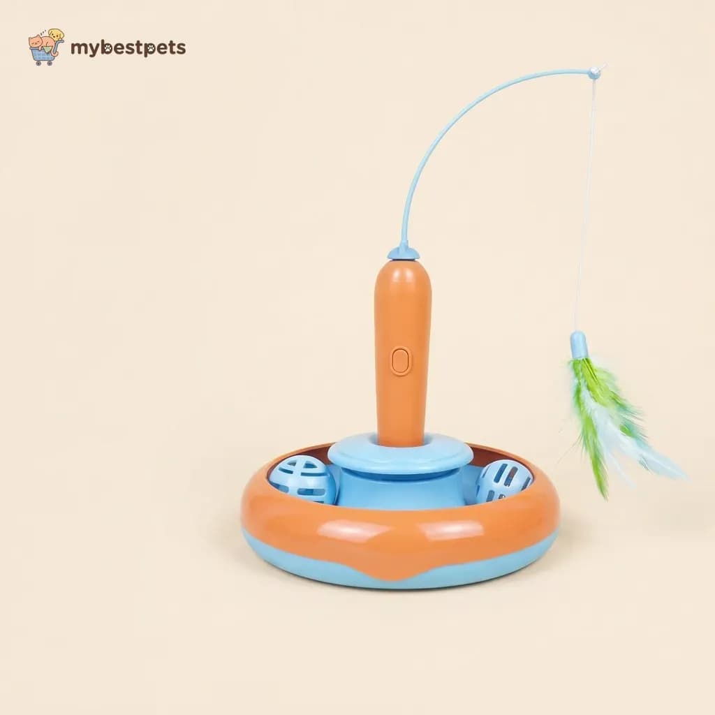 Electric Cat Feather Toy with Ball Track, 2-in-1