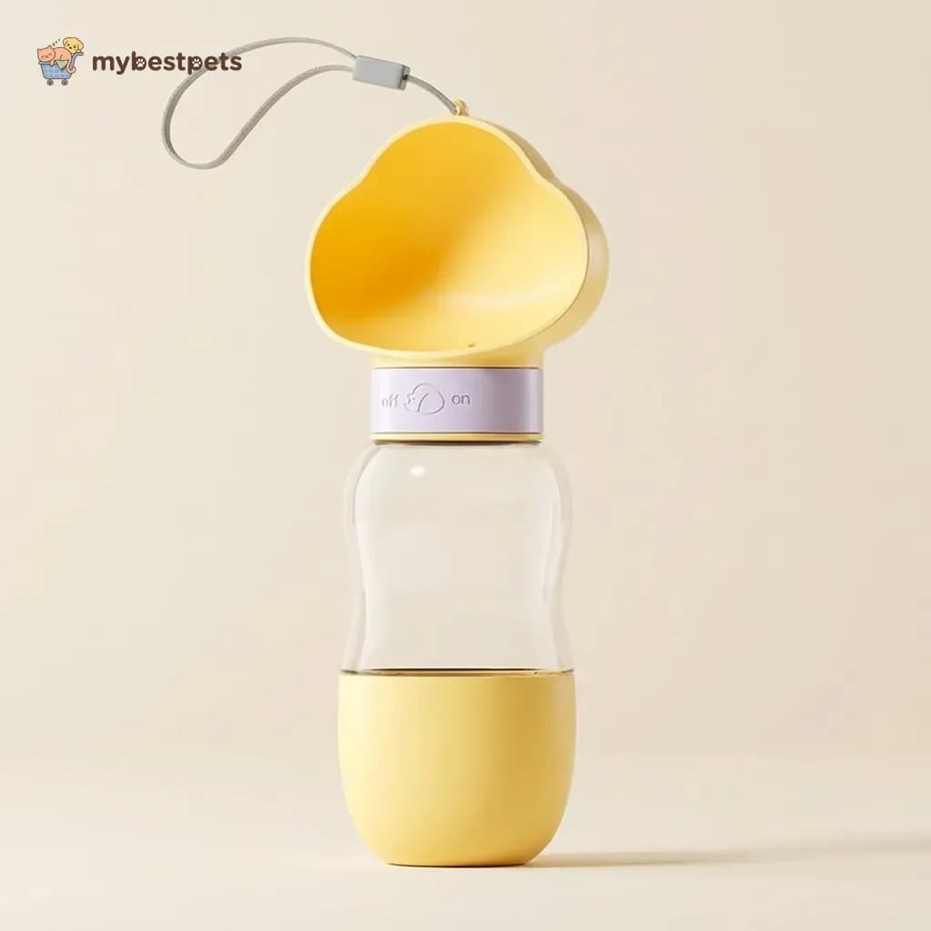 Dog Walking Water Bottle with Wide Trough, Optional Food Cup