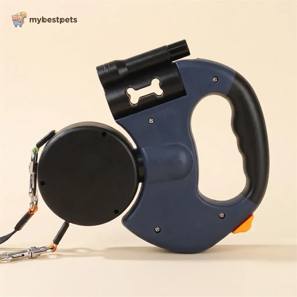 Double Retractable Dog Leash for Two Small Dogs with LED Torch