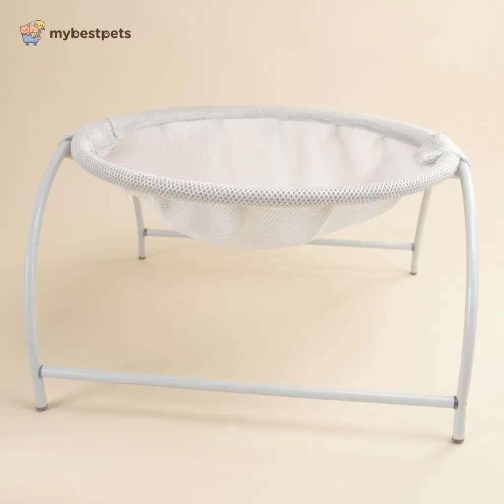 Elevated Cat Hammock Bed with Iron Frame and Washable Mesh