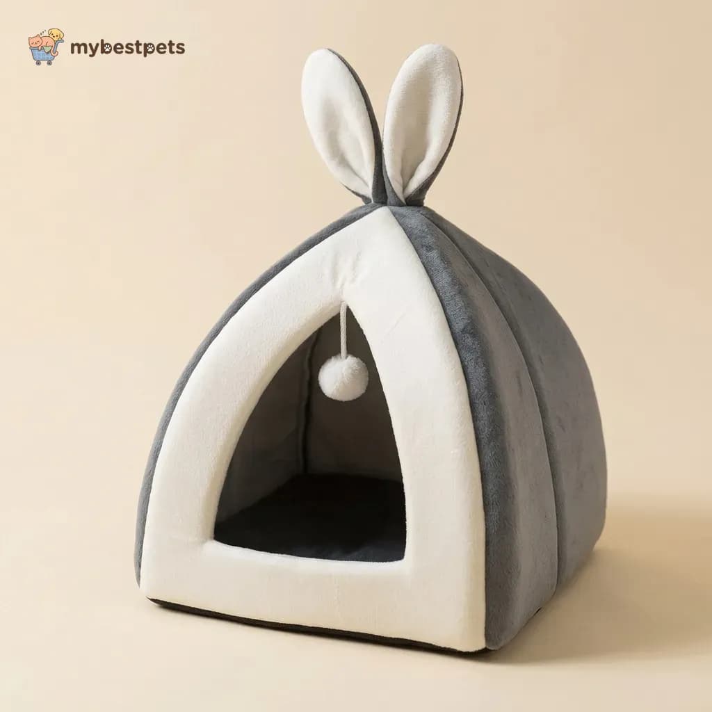 Covered Pet Tent Bed with Bunny Ears for Cats and Small Dogs