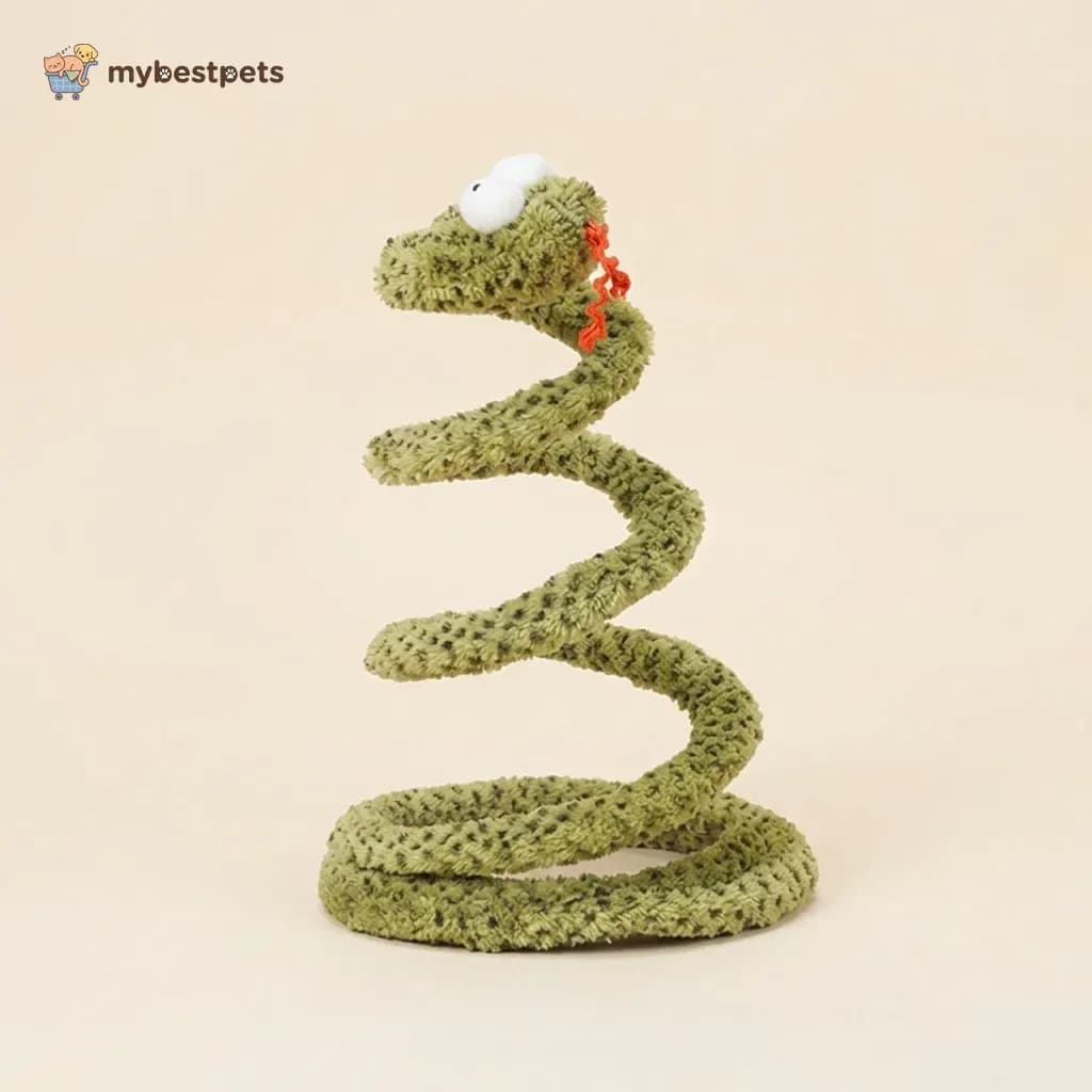 Coiled Spring Snake Cat Toy with Feather, Stands Upright