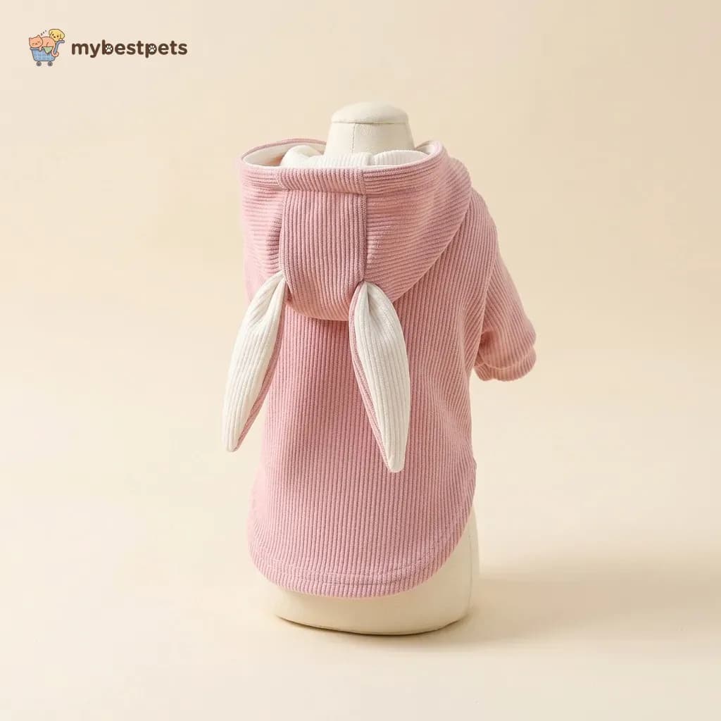 Small Dog Hoodie with Bunny Ears, Ribbed Knit