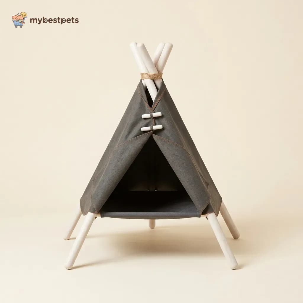 Wooden Teepee Tent Bed for Cats and Small Dogs