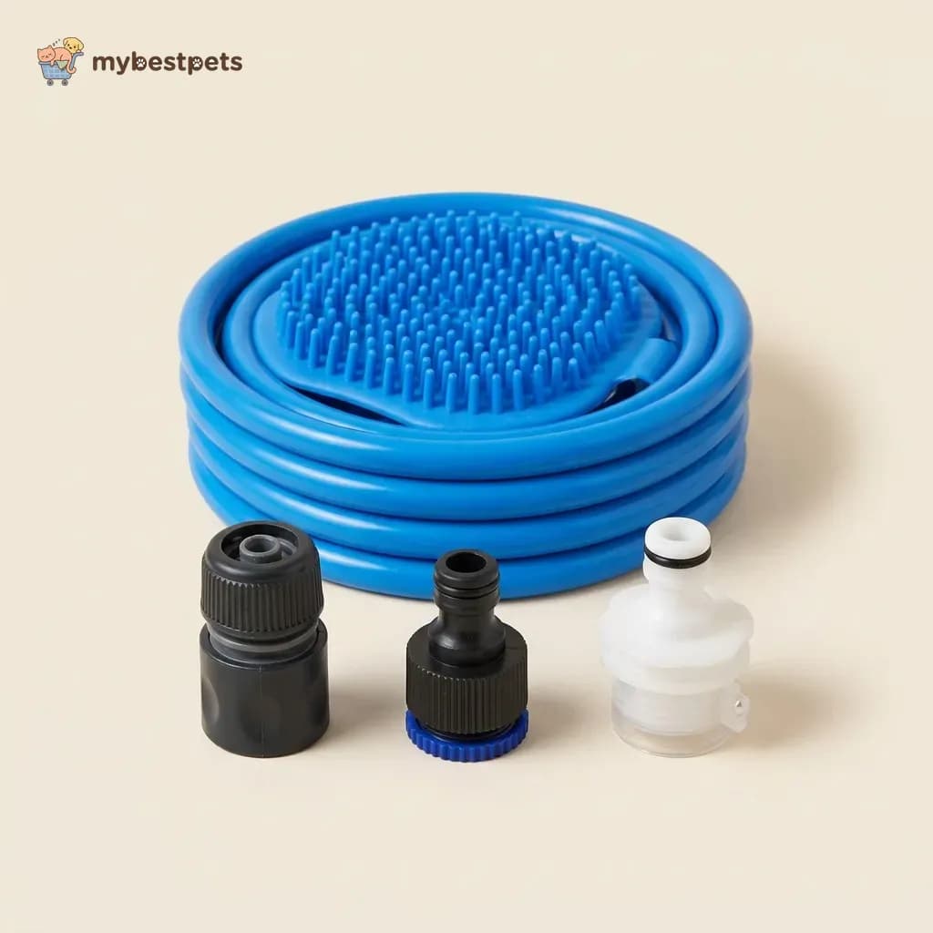 Dog Shower Sprayer Brush with 2.5 m Hose and Tap Adapters