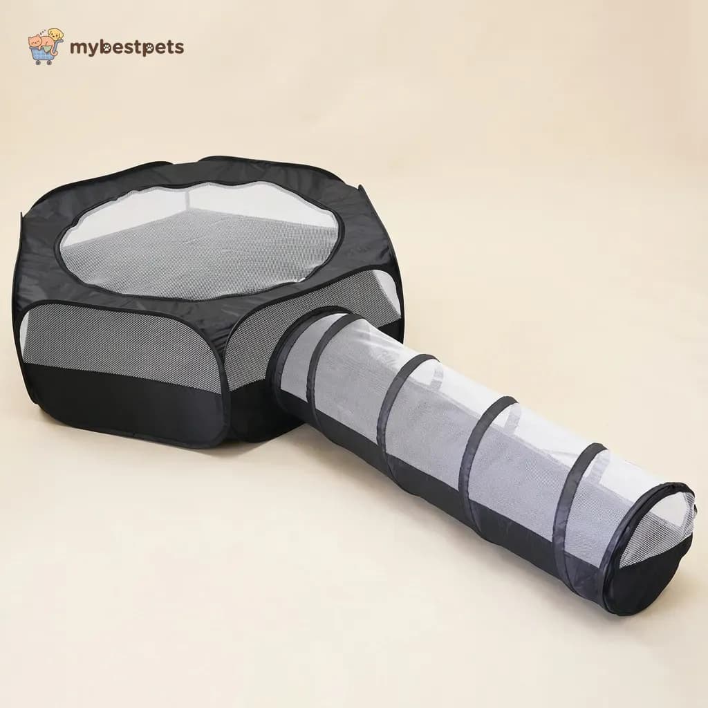 Foldable Cat Playpen with Detachable Tunnel, Machine Washable