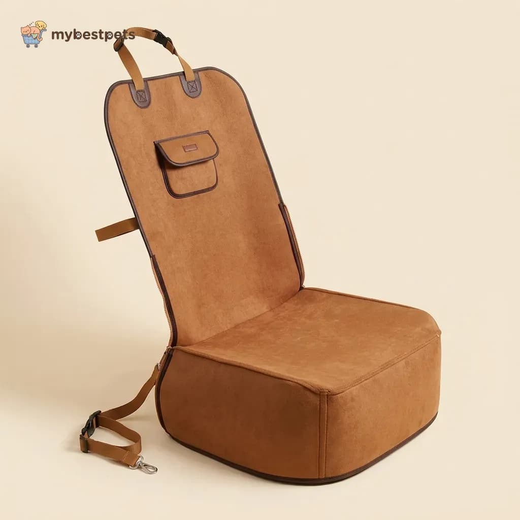 Front Seat Dog Car Seat Cover with Cushion Base and Pocket