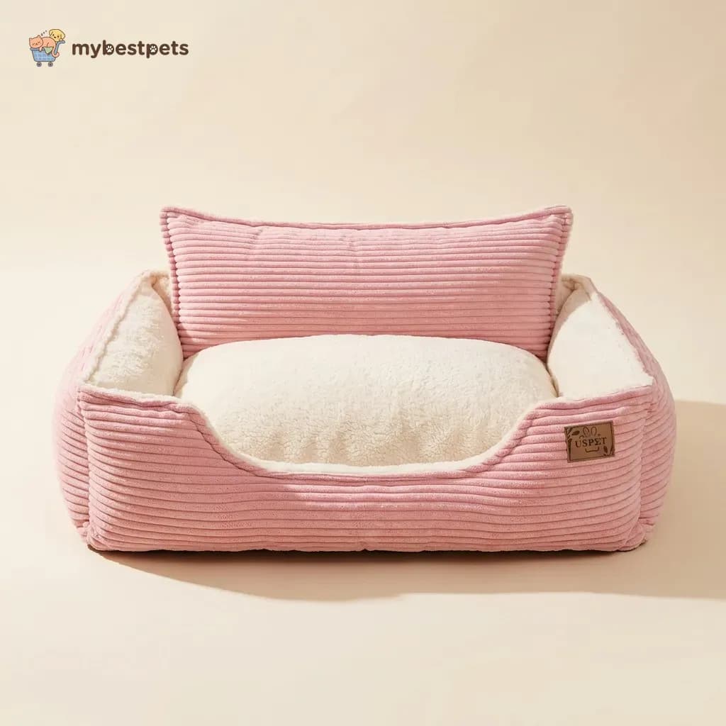 Washable Corduroy Pet Bed with Bolster Sides