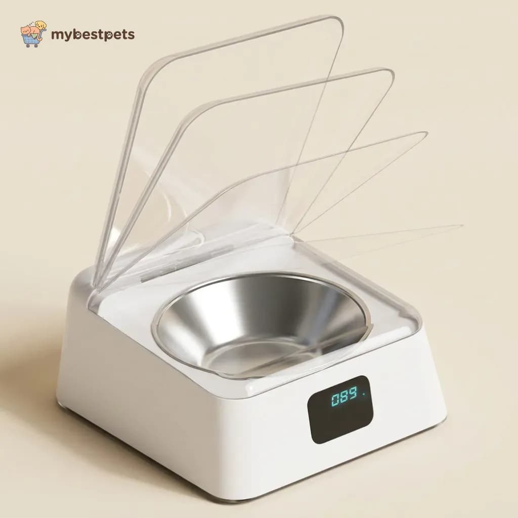 Smart Sensor Pet Bowl with Auto Open Lid for Cats and Dogs