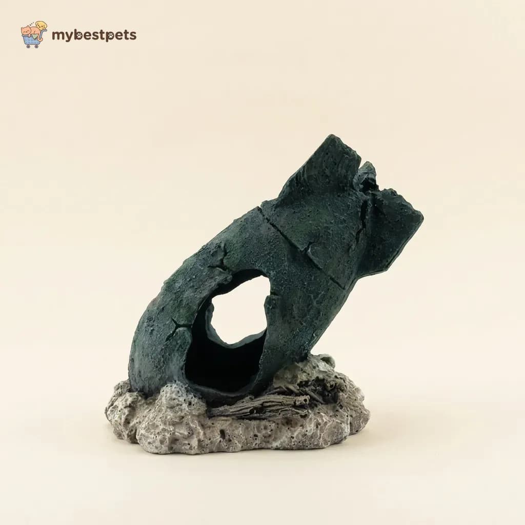 Resin Sunken Ruin Aquarium Ornament with Fish Hideout