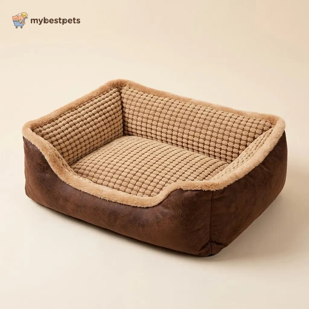 Padded Dog Bed with Raised Edges and Suede-Style Cover