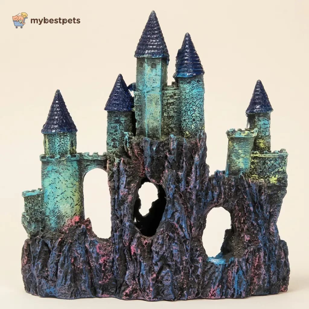 Resin Castle Aquarium Ornament with Swim-Through Arches
