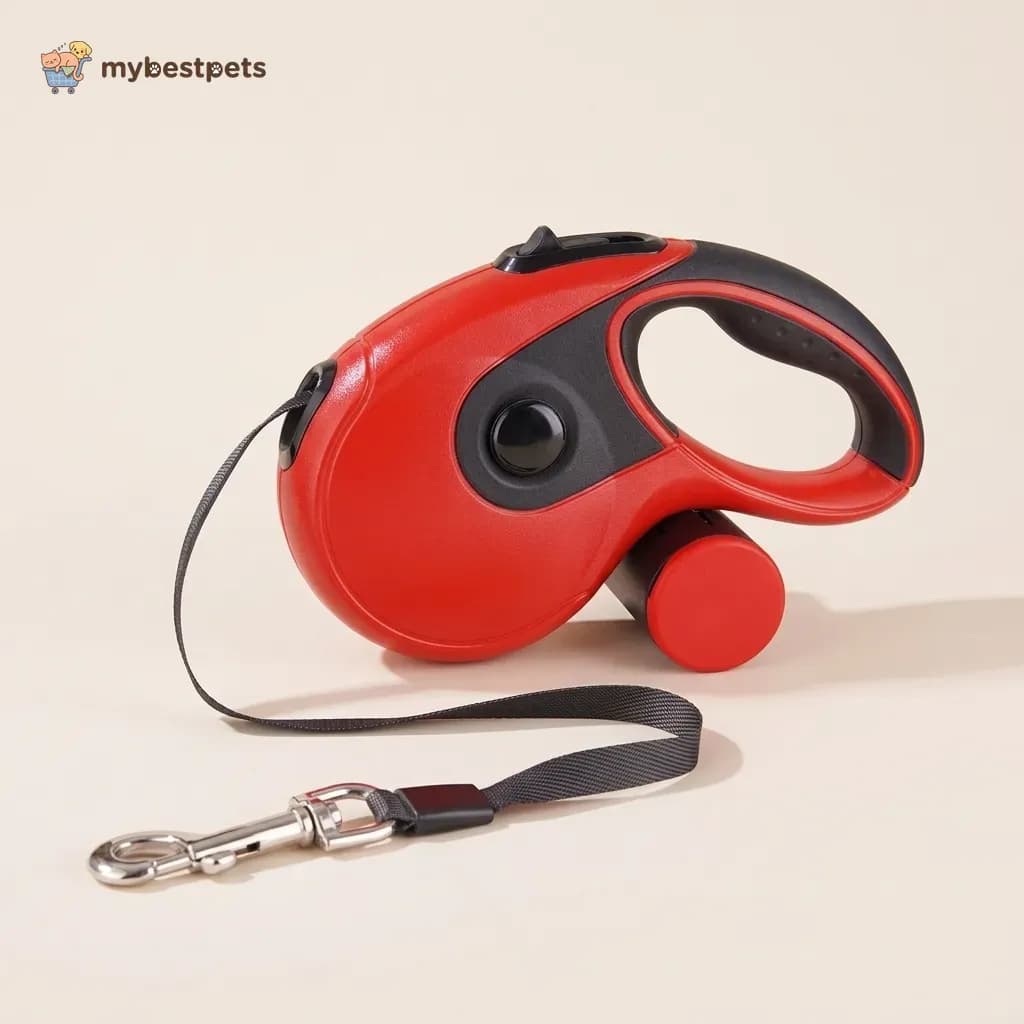 Retractable Dog Leash with Poop Bag Holder, 5 m Flat Tape