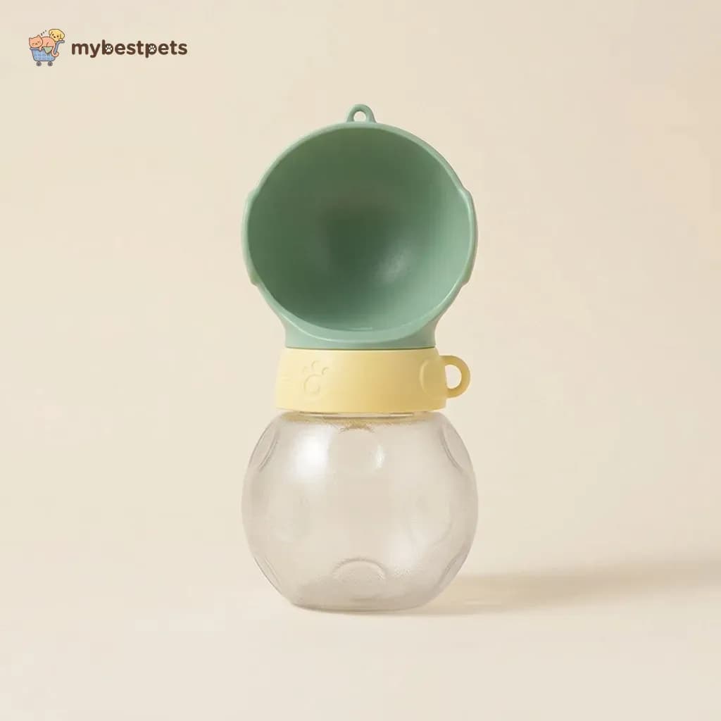 Pet Travel Water Bottle with Drinking Bowl, Holds Water or Food