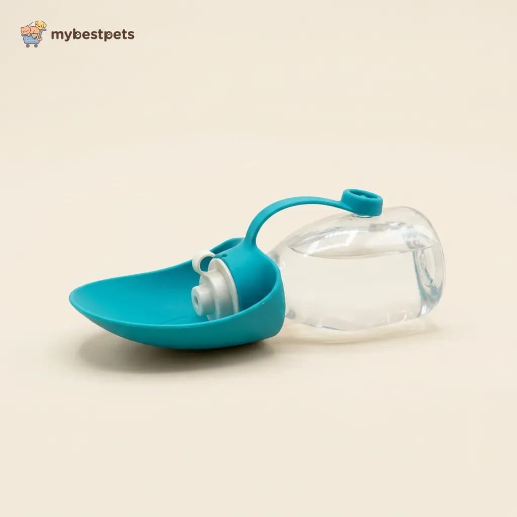 Dog Squeeze Water Bottle with Flip-Up Bowl and Carry Handle