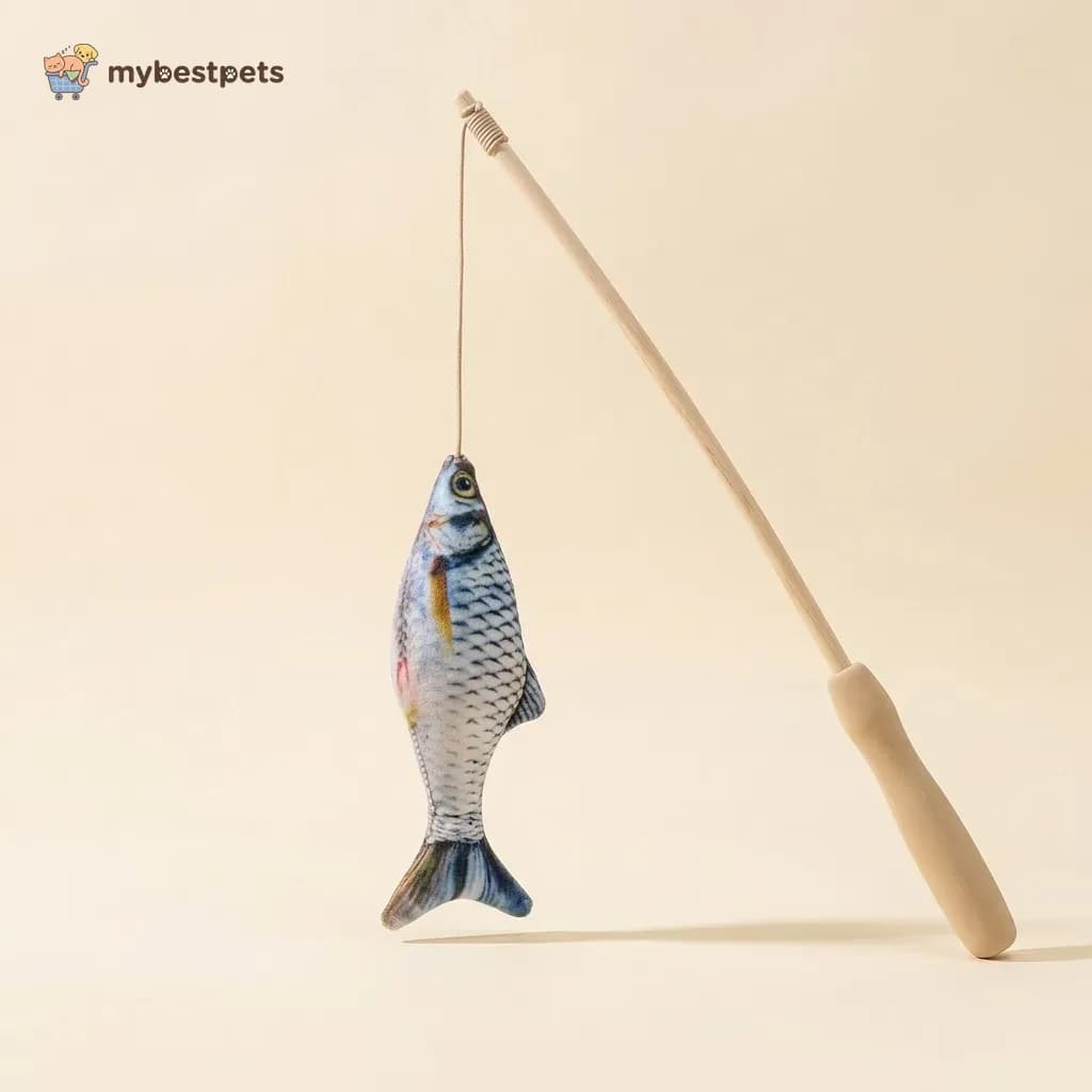 Cat Teaser Wand with Plush Fish or Tail Lure