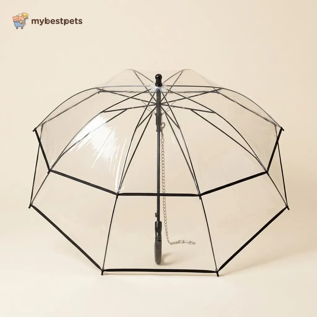 Clear Dog Umbrella with Built-In Lead for Small Dogs