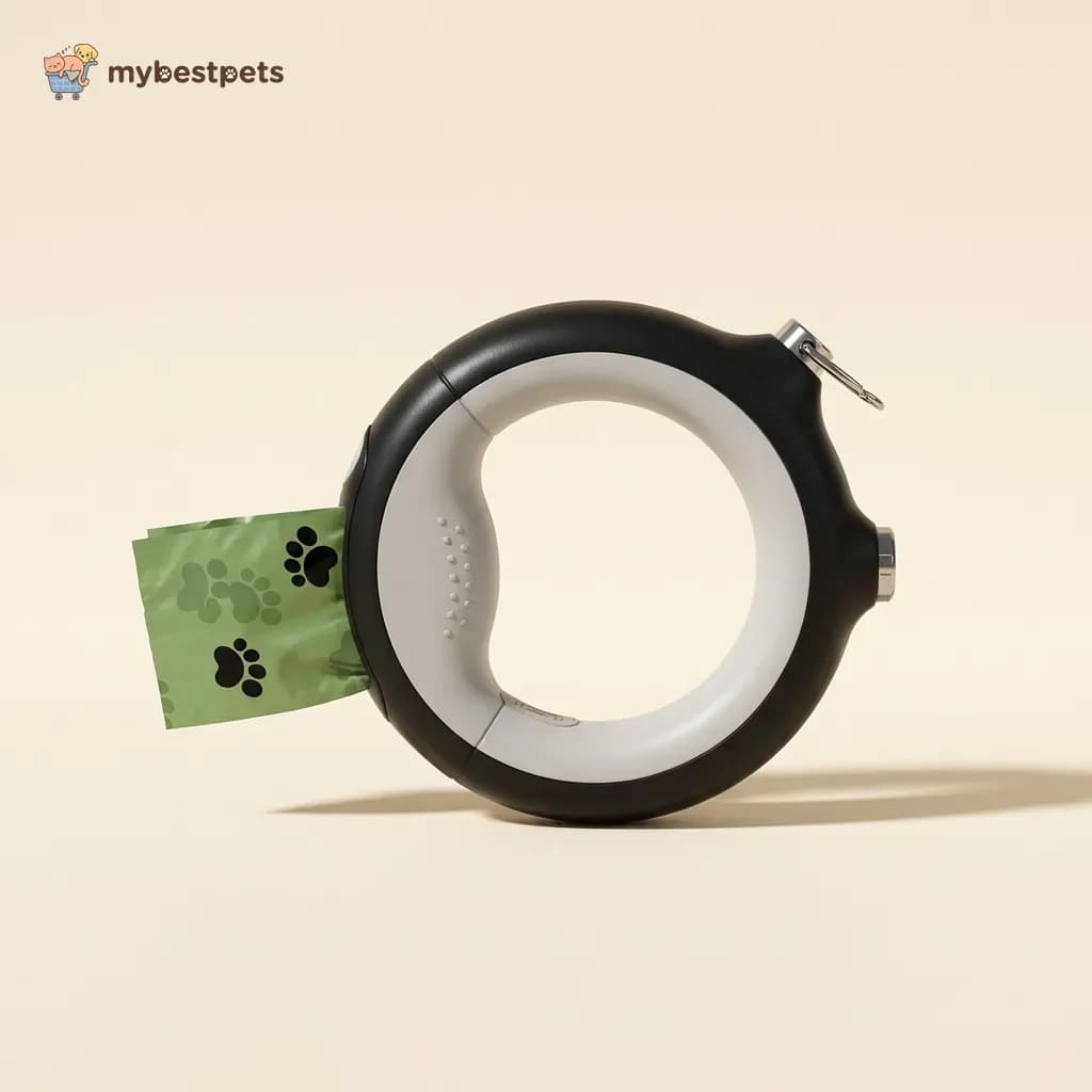 Retractable Dog Leash with Ring Handle, Light and Bag Holder