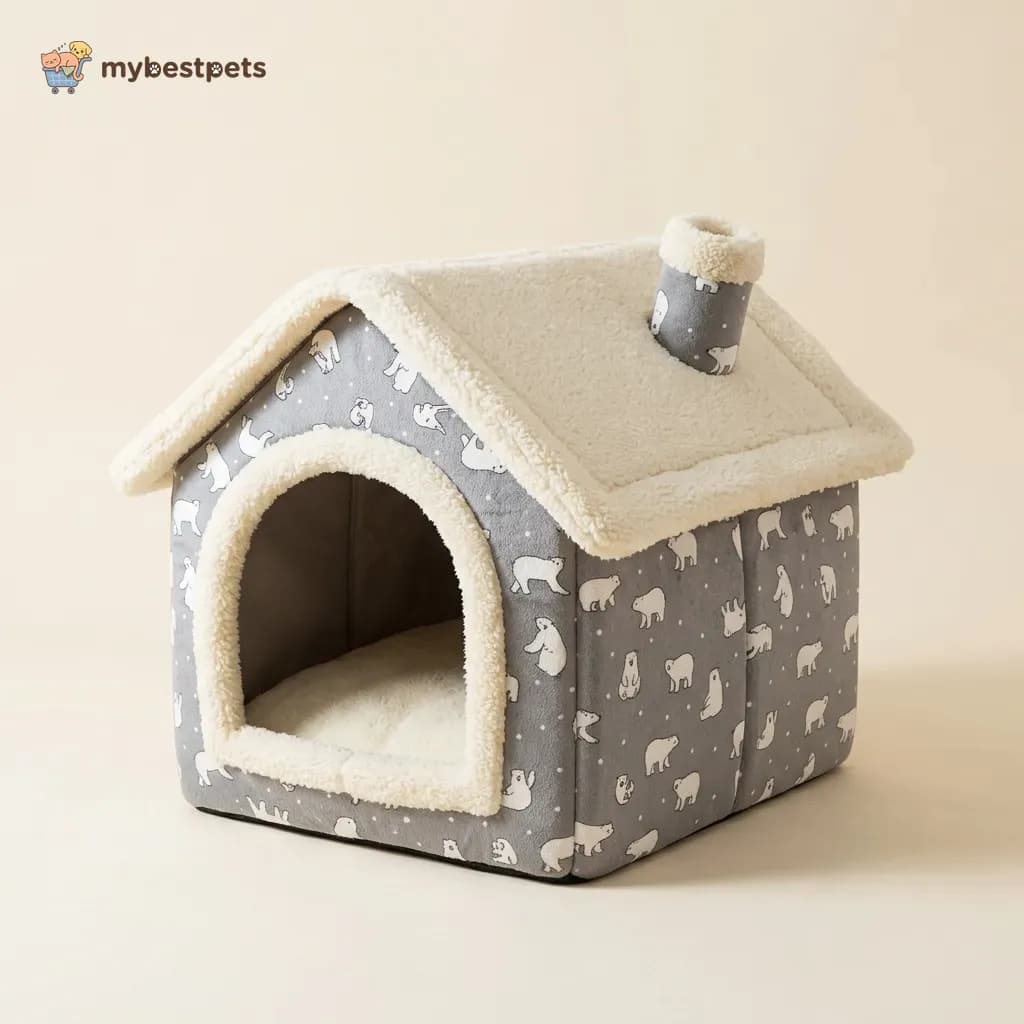 Soft Pet House Bed with Roof for Cats and Small Dogs