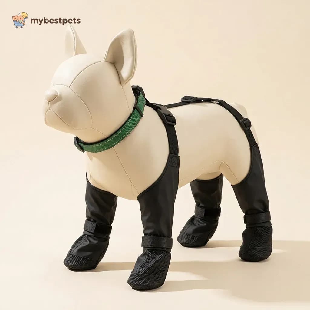 Waterproof Dog Boots with Suspender Straps and Grip Soles