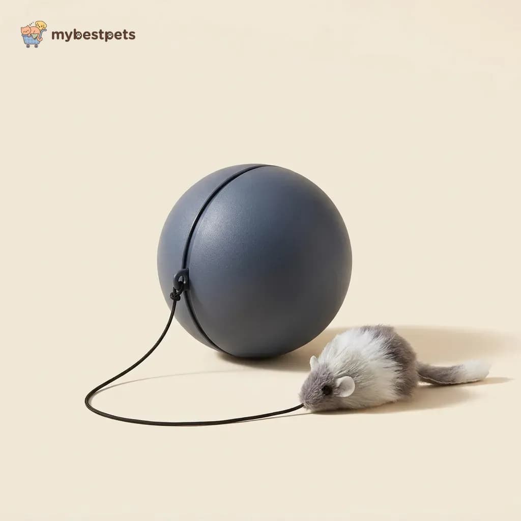 Automatic Rolling Ball Cat Toy with Plush Mouse Tail