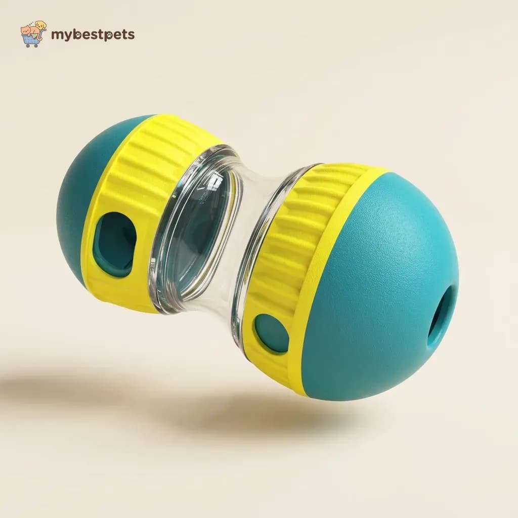 Treat Dispensing Dog Toy, Adjustable Dumbbell Food Puzzle