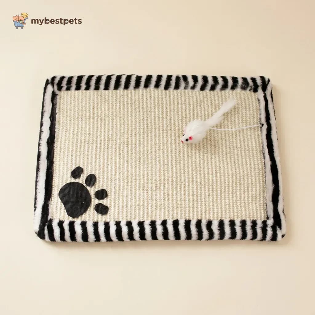 Sisal Cat Scratching Mat with Plush Border