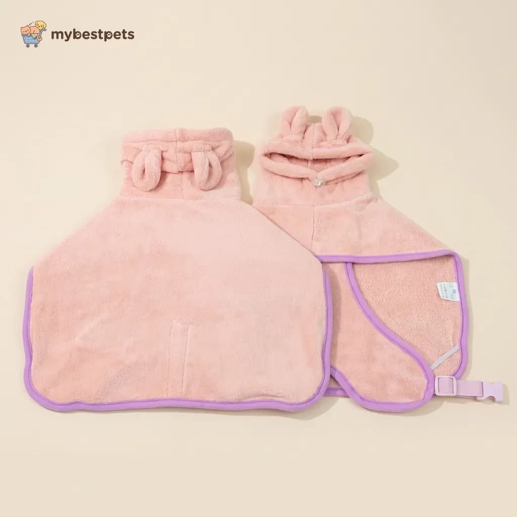 Pet Bathrobe Towel with Hood for Dogs and Cats, Coral Fleece