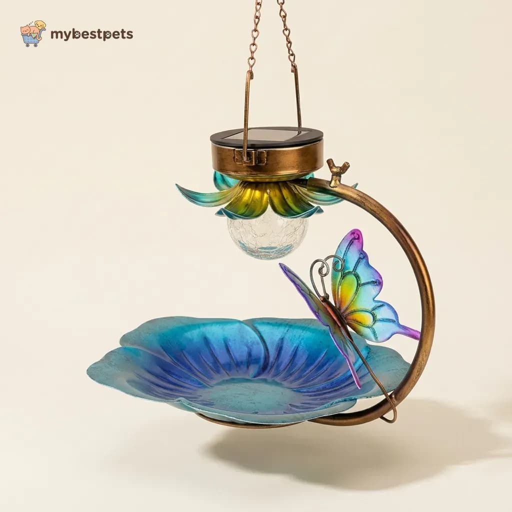 Hanging Garden Bird Feeder with Solar Light and Flower Dish
