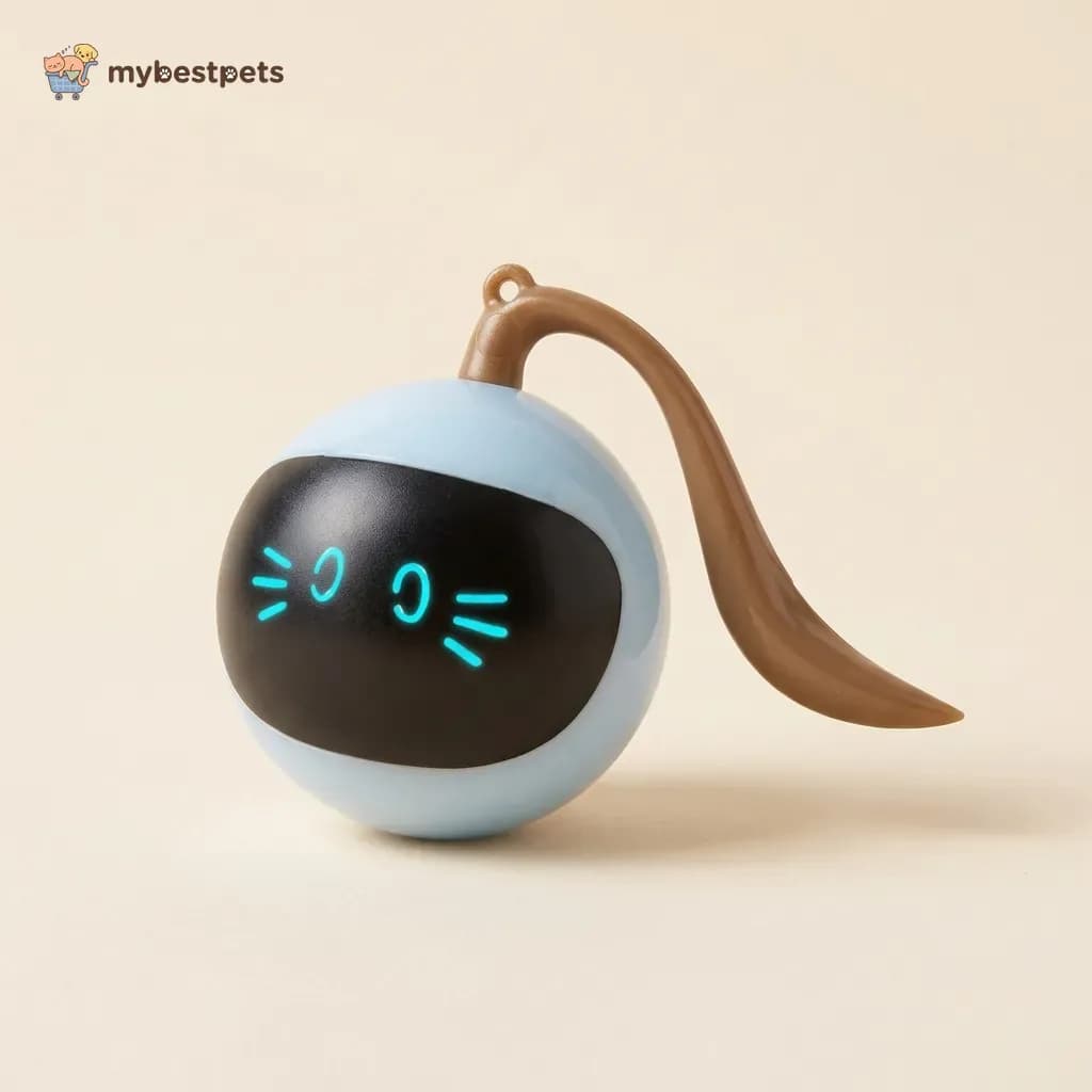 LED Light Up Rolling Ball Cat Toy with Tail, USB Rechargeable