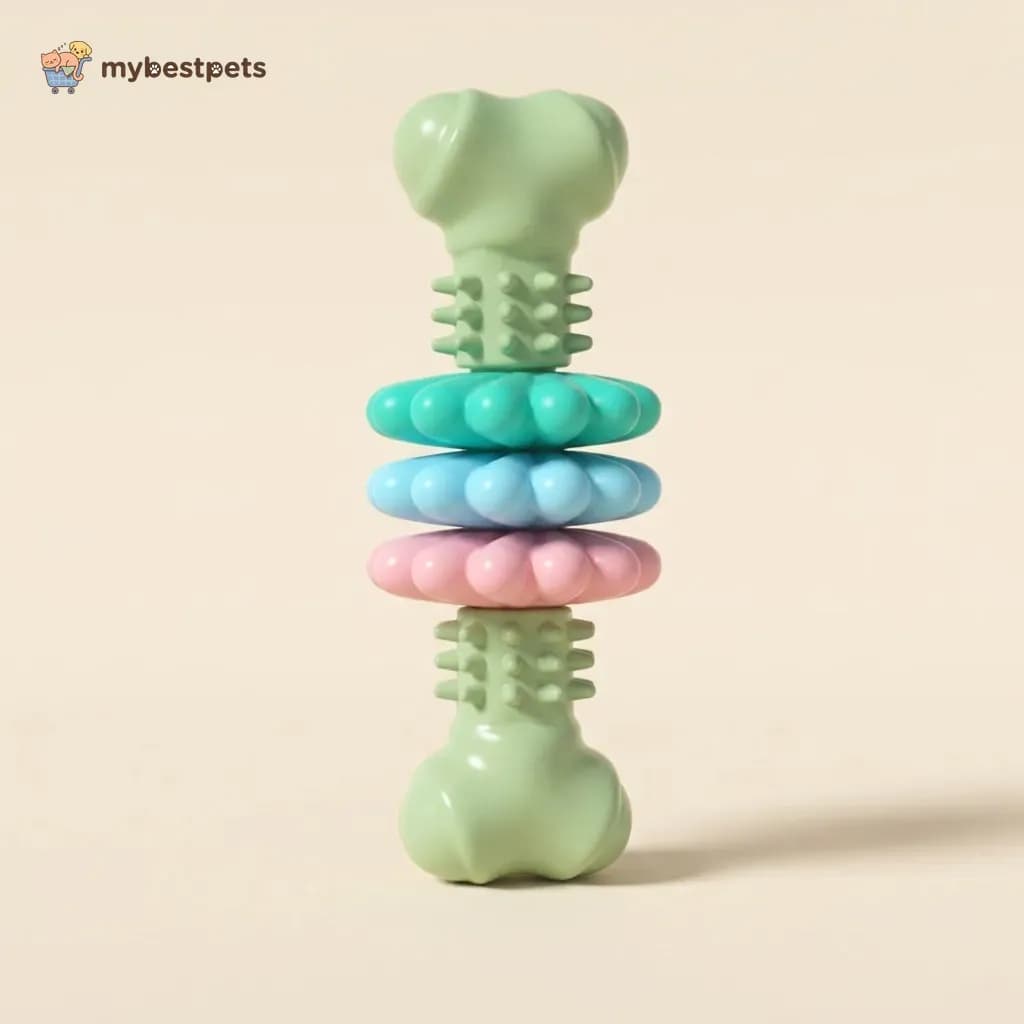 Bone-Shaped Dog Chew Toy with Nubs and Flower Rings