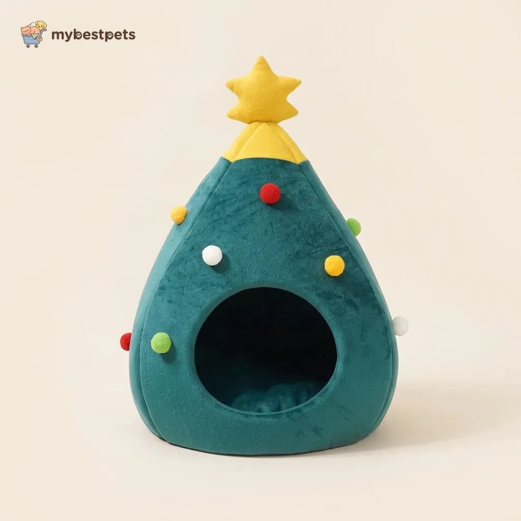 Christmas Tree Pet Cave Bed for Cats and Small Dogs