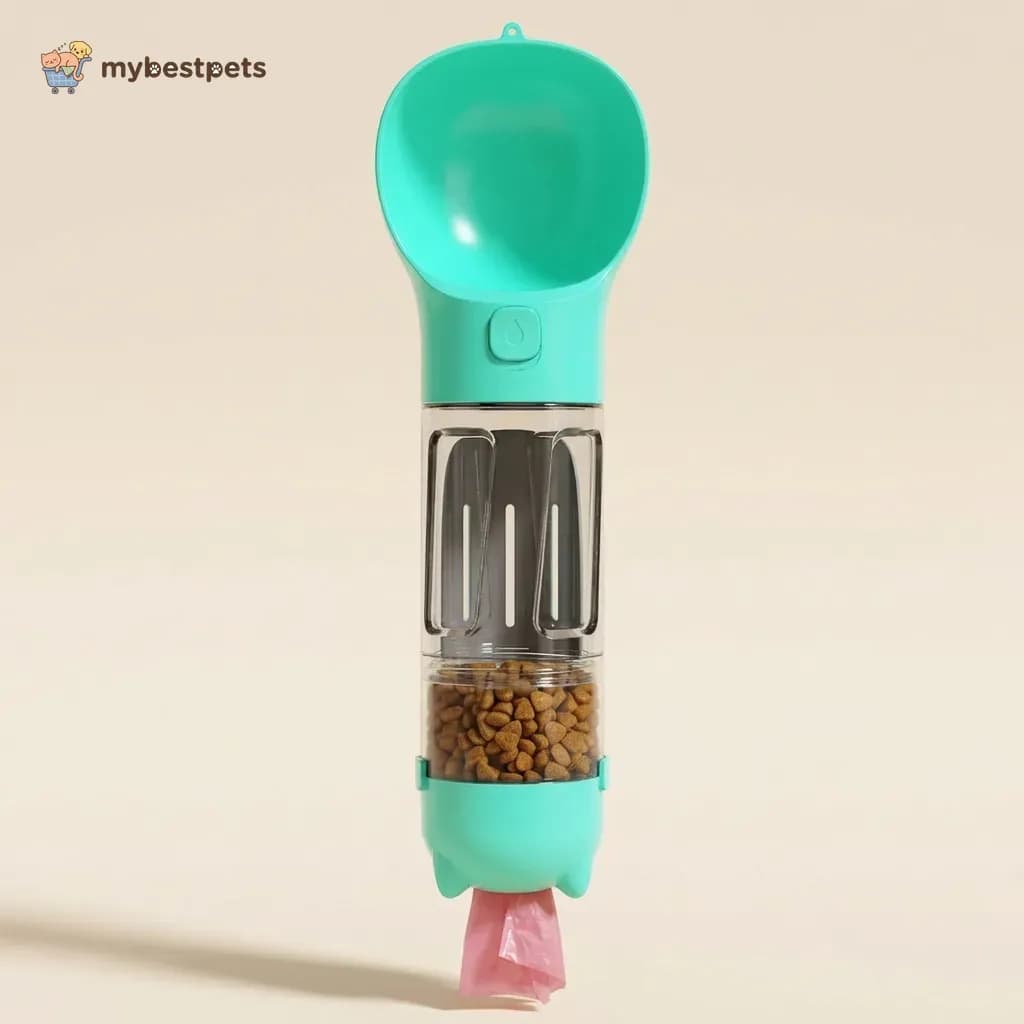 3-in-1 Dog Water Bottle with Food Container and Bag Dispenser