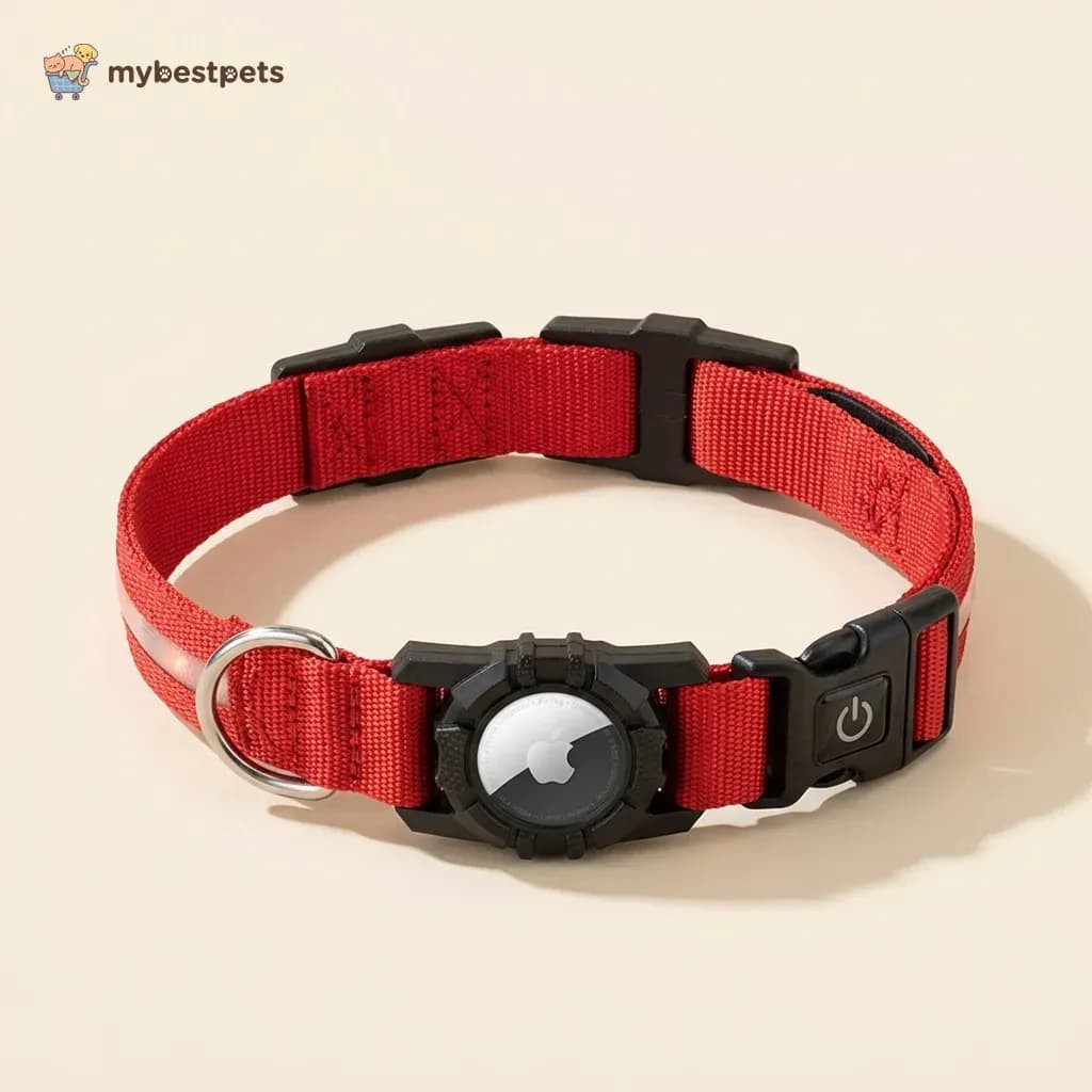 LED Light Up Dog Collar with Tracker Holder for Night Walks
