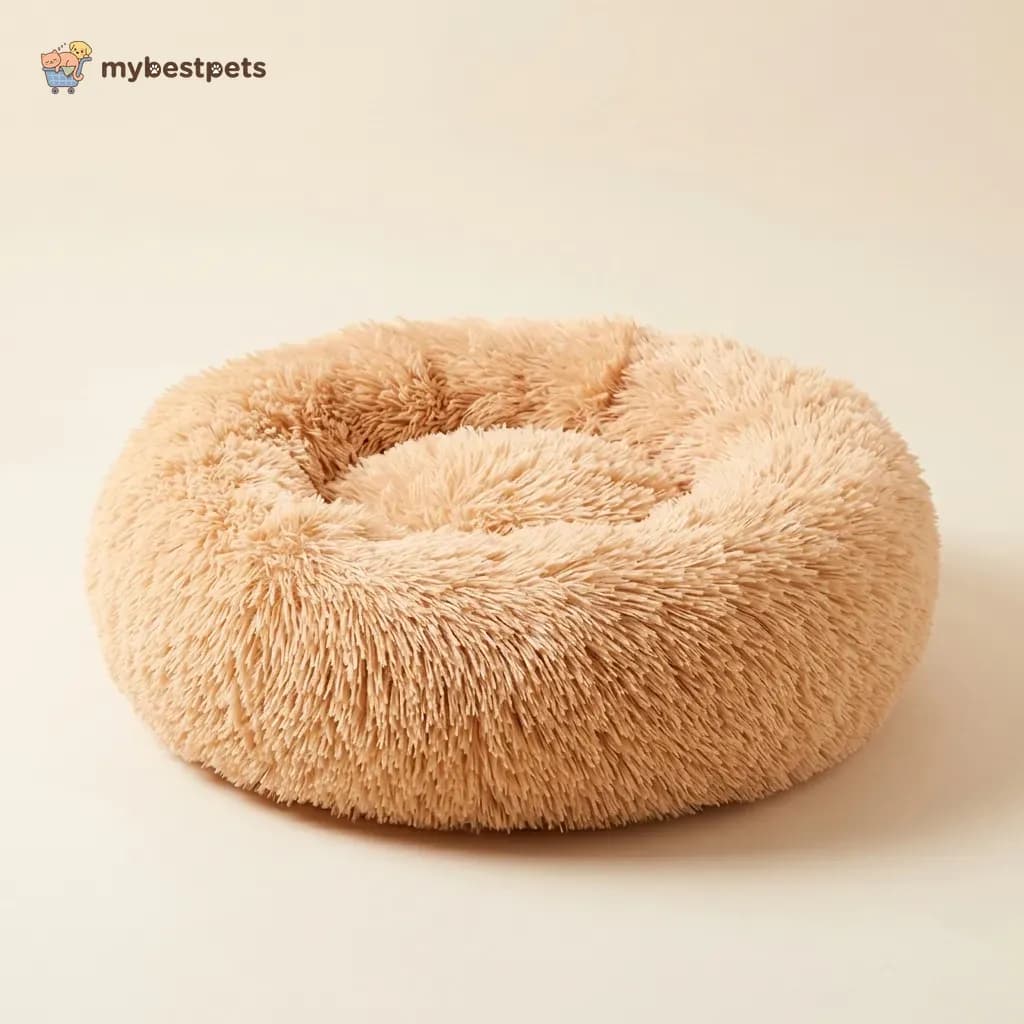 Round Fluffy Donut Bed for Cats and Dogs, Machine Washable