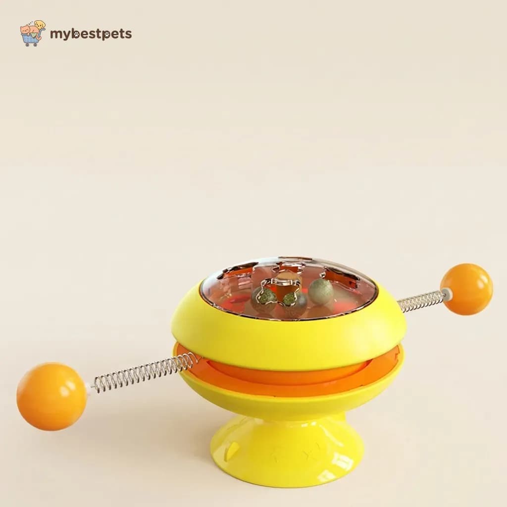 Spinning Turntable Cat Toy with Catnip Balls and Suction Cup