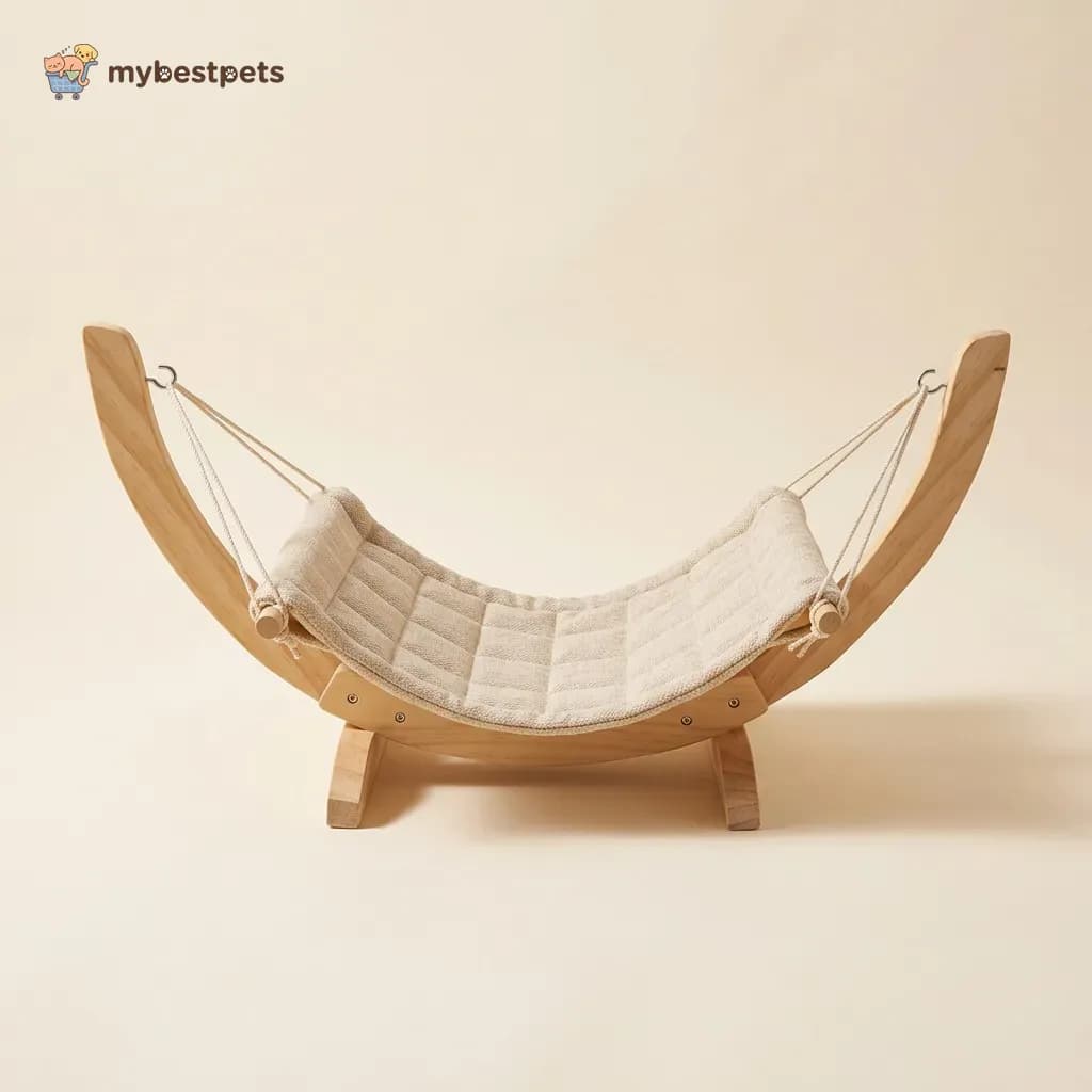 Wooden Cat Hammock, Free-Standing Swinging Bed